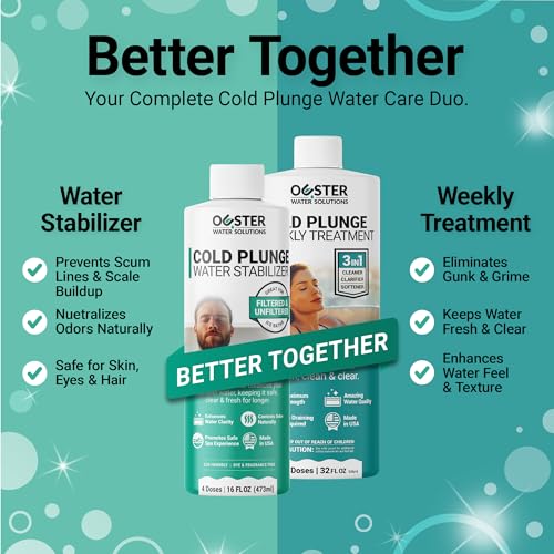 Bio Ouster Cold Plunge Water Stabilizer - Naturally Oxidizes, Treats, Balances Ice Bath Water - Cold Plunge Water Treatment for Clean, Clear & Fresh Water - Made in USA (16oz)