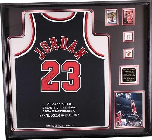 Michael Jordan Autograph Framed Dynasty 3 Jersey Set Uda RARE RARE 110/123 UD - Autographed NBA Jerseys