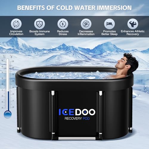 Wxtkkom New Upgrade XL 139-Gallon Oval Ice Bath Tub - 6 Layered Portable Bathtub, Drop-In Bathtubs Foldable with Cover Cold Plunge Tub for Athletes, Home Gym, Outdoor Recovery Use
