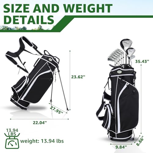 1GoTo-G Golf Clubs Set for Men, Complete Mens Golf Clubs Full Set Right Handed Includes Stand Bag with Rain Hood, 1#Driver 3#Wood 5# 6# 7# 8# 9# PW# Irons and Putter
