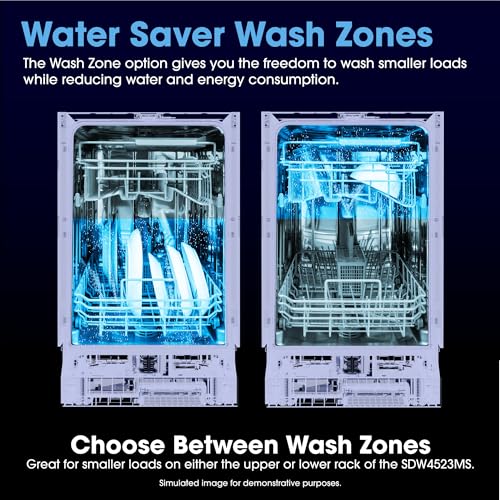 Sharp SDW4523MS 18-Inch Built-In Dishwasher, Stainless Steel, 47 dB, Third Rack, 8 Place Settings, 6 Wash Cycles