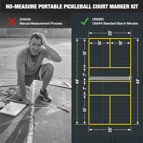 Jisucute Magnetic Portable Pickle Court Marking Kit, Temporary Pickleball Court Lines, Pickleball Court Lines System in Standard Court Dimensions, No Measuring Needed, Net Not Included