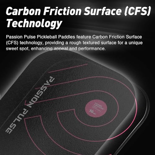 Pickleball Paddles 2025,Raw Carbon Fiber Surface（CFS） 16mm T700 High Grit & Spin, V6 Pro Pickle Ball Paddles Designed for Ultimate Spin & Consistency- Cute Pickleball Paddle (Black & Pink)