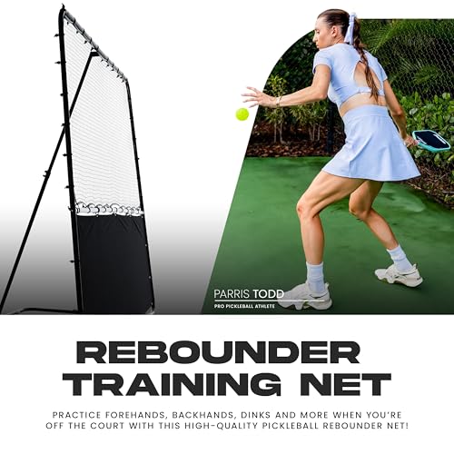 Franklin Sports Pickleball Rebounder Net - Pickleball Training + Practice Equipment - Portable Folding Net for Singles + Doubles Training - Court Markers Included - 83" Inches