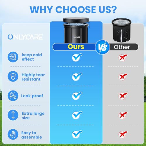 ONLYCARE Upgrade XXL 135 Gal Ice Bath Tub for Athletes - Cold Plunge Tub with Cover - Multiple Layered Cold Water Portable Ice Pod for Therapy Recovery at Home Outdoor Gym Use