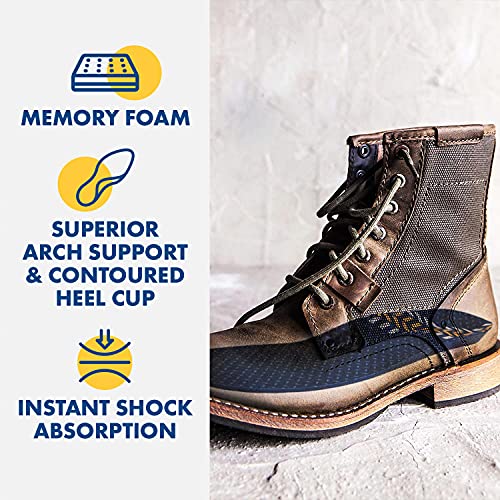 Arm & Hammer Memory Foam Work Insoles for Men and Women, Pair of Anti-Fatigue Memory Foam Inserts with Arch Support for Work Boots, Sneakers, Or Dress Shoes. (1 Pack)