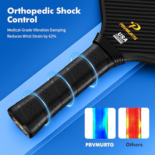 Pbvmurtg Carbon Fiber Pickleball Paddles, Thermoformed T7003K Raw Carbon Textured Pickleball Racket USAPA Approved Paddle –16mm Roar-Powered Core, Designed for Ultimate Spin,Power, Control& Balance.