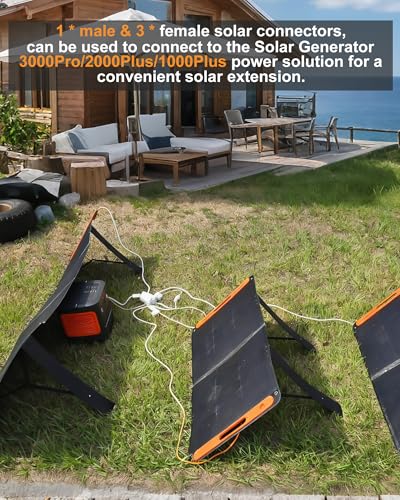 VHBW Solar Panel Connector compatible with Jackery Explorer 2000 Pro and SolarSaga 200W Panels, 1-Male to 3-Female Adapter Connecting 2 or 3 Panels, Compatible with Jackery Solar Generator Accessories