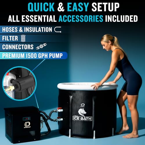 Diveblast Cold Plunge Tub With Water Chiller, Pump and Filter - Low Consumption 2/3 HP Cold Plunge Chiller - Cools Water Down to 39°F