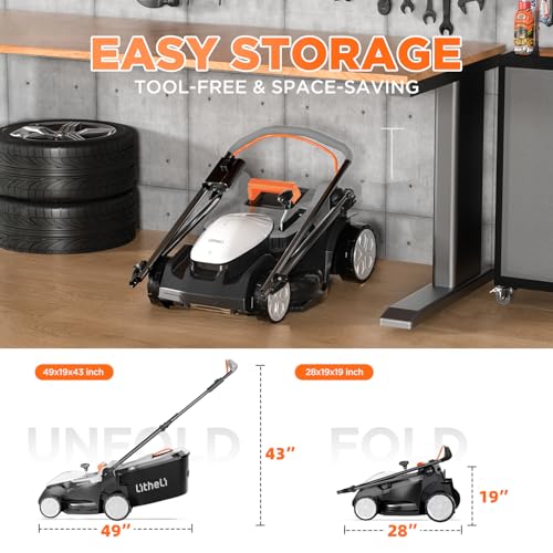 Litheli 40V (2 x 20V) 16" Electric Lawn Mower Cordless, Walk Behind Lawn Mower with 6-Height Adjust, Portable & Lightweight Push Battery Powered Lawn Mower (2 * 4.0AH Batteries Included)
