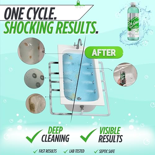 Oh Yuk Jetted Tub Cleaner for Jacuzzis, Bathtubs, Whirlpools, The Most Effective Jetted Tub Cleaner, Septic Safe, 4 Cleanings per Bottle - 16 Ounces