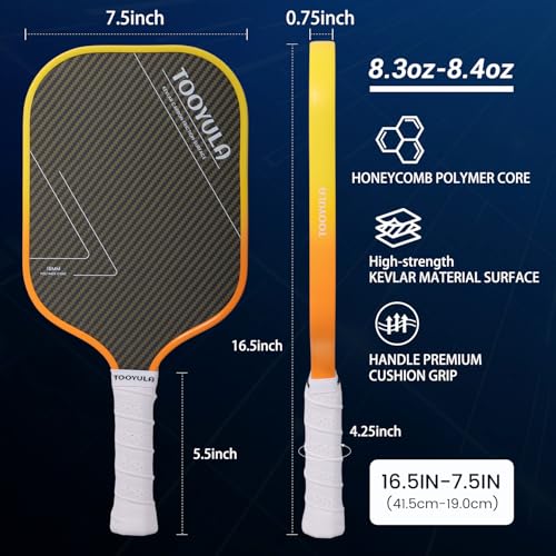 Professional Pickleball Paddles High-Strength Carbon Fiber Rackets with 16mm Honeycomb Polymer Core Best Pickleballs Paddle 2026 Players with Good Ball Control Skills