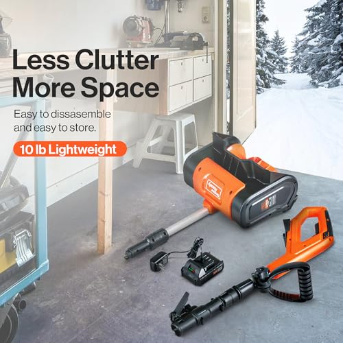 SuperHandy Cordless Snow Shovel, 20V 4Ah Electric Snow Thrower - Lightweight, 10"x5" Clearing Path, 25 ft Throwing Distance, 300 lbs/Min Snow Capacity (2024)