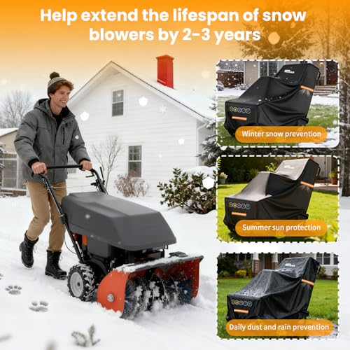 HICOVER Snow Blower Cover - 1200D Snowblower Covers Heavy Duty Waterproof Zipper Reflective Strips Universal Fit for EGO, Honda, Ryobi, Cub Cadet, Ariens, Troy Bilt, Snow Joe, Toro and PowerSmart