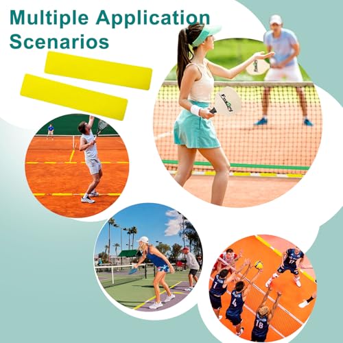 Gainspra Pickleball Court Marking kit, 24 Pcs Court Line Marker Strips, Yellow Boundary Markers, Portable Temporary Court Lines for Pickleball Tennis Basketball Volleyball Indoor & Outdoor Training