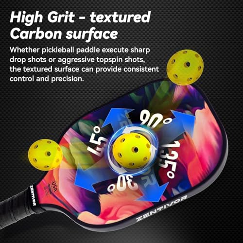 Lightweight Carbon Pickleball Paddles – USAPA Pickle Ball Paddle for Women, Men, Beginners & Intermediates | Gritty Surface, Stylish Design | 16mm Shock-Absorbing Core, Cushioned Grip (Red)