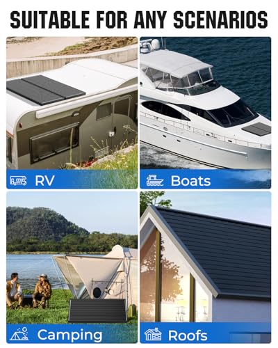 Rvpozwer 18BB 100 Watt Solar Panel, N-Type 12V 100W Solar Panel, 25% High Efficiency Monocrystalline PV Modules for RV, Marine, Rooftop, Farm, Trailer, Home Off-Grid System