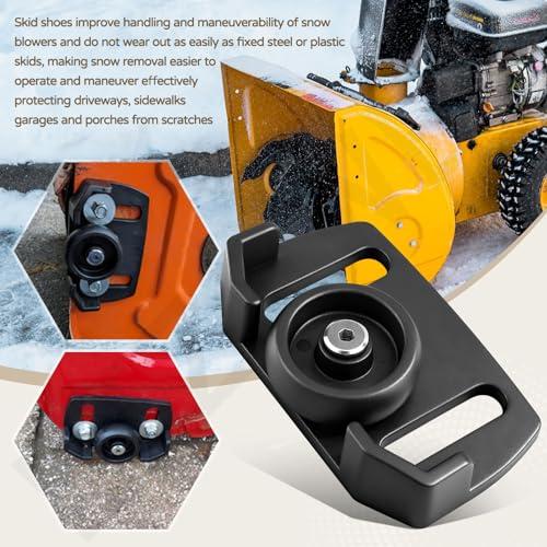 2 Pcs 490-241-0038 Universal Rolling Skid Shoes Wheel for Craftsman MTD Cub Cadet and Most 2-Stage and 3-Stage Snow Thrower Snowblowers, Universal Roller Skid Snow Thrower Shoes