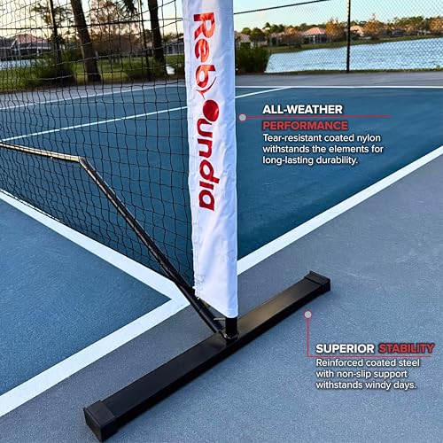 Reboundia Portable Pickleball Net System - Official Regulation Size Pickle Ball Net for Outdoor and Indoor Use Durable and Lightweight Pickleball Nets for Competitive and Recreational Play
