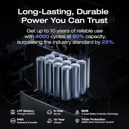 EF ECOFLOW Portable Power Station DELTA 3 Plus, 1024Wh LiFePO4 (LFP) Battery, 1800W AC/140W USB-C Output, Solar Generator (Solar Panel Optional) for Home Backup, Camping&RV