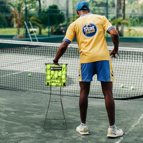 TurboStride Portable Tennis Ball Hopper, Pickleball Picker, Large Capacity, No Assembly for Easy Transport for Picking and Storage Training Tool for Ball (Basket with Wheels)