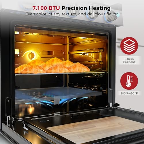 CAMPLUX Classic RV Stove Propane Range 21 Inches, Propane Oven with 3 Burners Cooktop for RV, RV Oven Stove Combo 28,100 BTU/Hr, Stainless Steel RGS21MSF