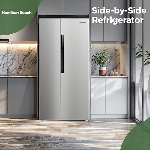 Hamilton Beach HBF1558 15.6 cu ft Counter Depth Full Size Refrigerator, Side Doors, Stainless