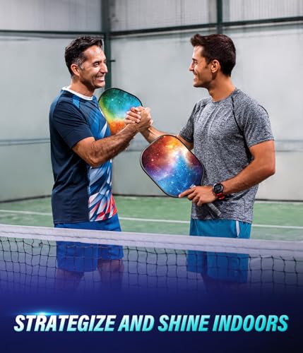 Hicober for Pickleball Paddles Set of 2,USAPA Approved Pickleball Rackets with 6 Balls,Fiberglass Surface Paddles for Men and Women Orange Blue Mix