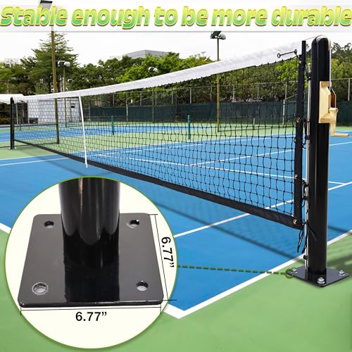 Seliyoo Round Pickleball Post,Steel Pickleball System,Surface Mount,Include Premium-Grade Brass Winder,Net,Idea for Clay or Courts