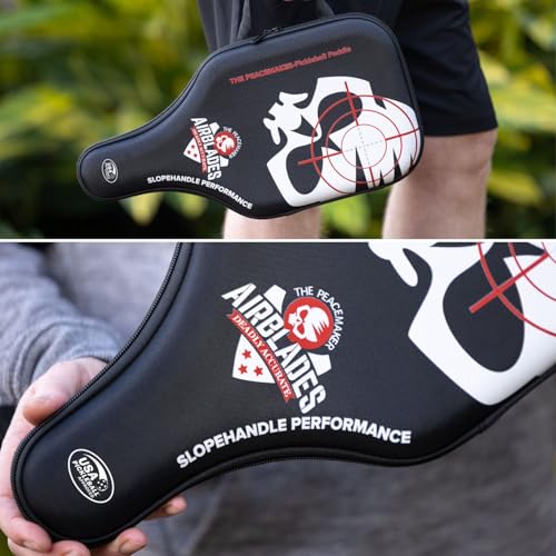 AirBlades Peacemaker Pickleball Paddle – USAPA Approved, T700 Carbon Fiber, Patented Slopehandle, Honeycomb Core, Friction Paint, Edgeless Design, Thermoformed, Deluxe Carry Case