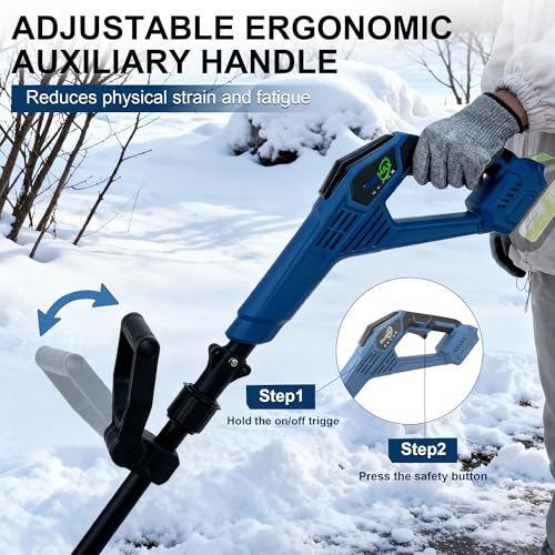 Electric Snow Shovel, 12" Snow Blower Cordless 21V 3000mAh Batteries, 19.7FT Throw Distance, Lightweight 14lb, Battery Snow Blower for Driveway Steps Patio Sidewalk, Snow Machines for Outdoors