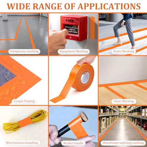 AEXHOT 328FT Pickleball Court Marking Kit Orange Temporary Pickleball Court Lines Tape for Badminton, Tennis, Basketball, Pickleball Court Marking (Orange)