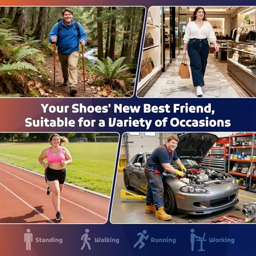 StepTastic 240+ LBS Heavy Duty Support Insoles for Men Women, Orthotic Insert for Plantar Fasciitis, Flat Feet, High Arch Support, Shock Absorbing, Cuttable, 1 Pair(Blue,M11.0-12.5/W12.0-13.5)