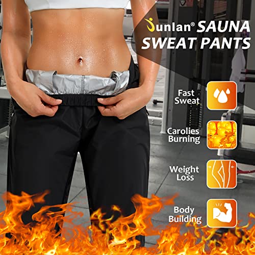 Junlan Sauna Suit for Women Sweat Sauna Pants Gym Workout Sweat Suits for Women (C.Black Pants Only,X-Large)