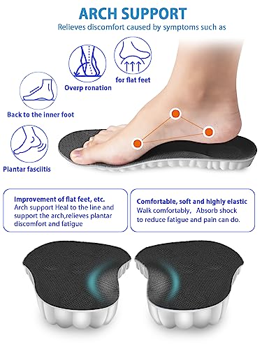 4D Cloud Insoles for Men and Women, Arch Support Insoles, Memory Foam Insoles, Steppers Insoles Shock Absorption and Cushioning Sports Shoe Insoles for Foot & Joint Support (Men 9-11 | Women 11-13)