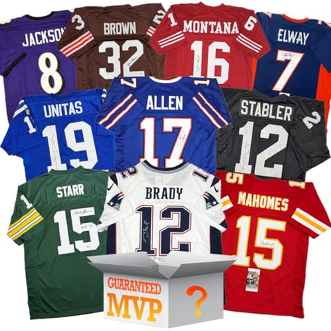 MVPs Autographed/Signed Football Jersey Mystery Box with PSA JSA or Beckett COA
