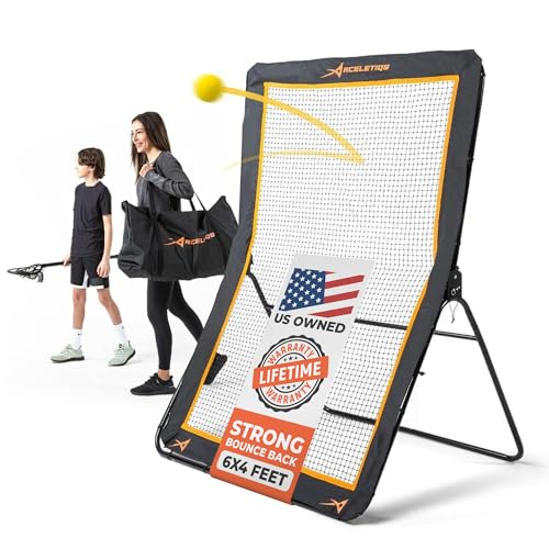 ACELETIQS Lacrosse Rebounder for Backyard 4x6 Feet Baseball Rebounder Volleyball Rebounder - Lacrosse Ball Pitchback, Throwback, Bounce Back Training Wall [Carry Bag Included]