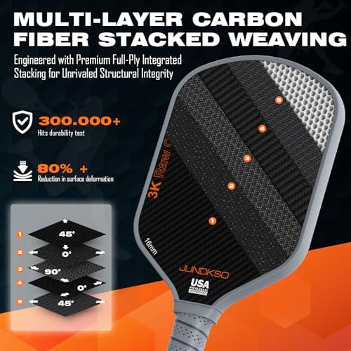 Professional Pickleball Paddles- T700 Carbon Fiber Pickle Racket- 3K Raw Carbon Frosted Surface for Enhanced Spin and Friction - USAPA Approved Offensive Long Paddle for Intermediate Advanced Players