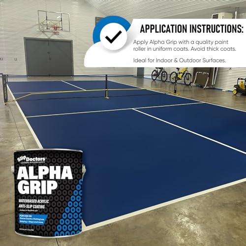 Alpha Grip Pickleball Court Paint for Concrete, Asphalt and Stone – Non-Skid Coating for Superior Traction (Pickleball Blue, 1 Gallon)