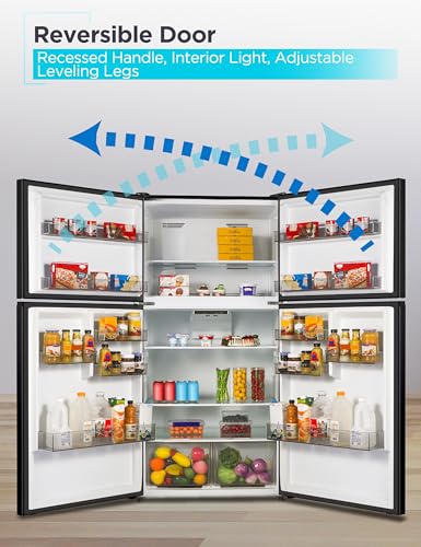 BLACK+DECKER 24 Cu. Ft. Top Mount Refrigerator with Freezer, 2 Door Refrigerator with Top Freezer and Adjustable Temperature Control, Full Size Kitchen, ENERGY STAR, BR2400JS, Stainless Look