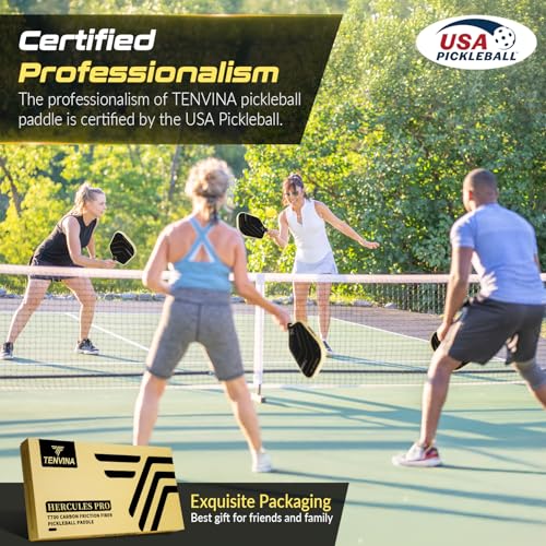 NHYHN TENVINA Pickle Ball Paddle, Thermoforming 4-Layer T700SC Friction Carbon Fiber Pickleball Paddle, USAPA Approved Professional Pickleball Paddles Offering Strong Spin and Power for Athletes