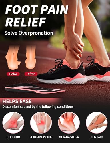 Arch Support Shoe Inserts: Plantar Fasciitis Relief for Women – Shock Absorbing Orthotic Insoles– Comfort for High Arches & Flat Feet(1 Pairs-S-Pink)