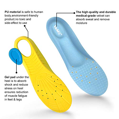 Shoe Insoles for Women Men and Kids, Memory Foam Insoles, Comfortable Sports Shoe Inserts for Shock Absorption and Relieve Foot Pain, Plantar Fasciitis Arch Support Insoles, M(Men 6-9/ Women 7-11)