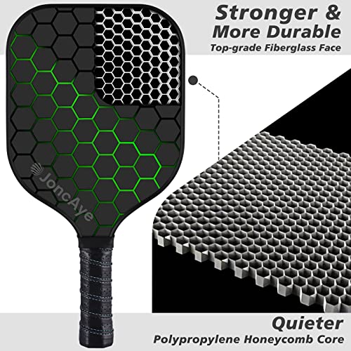 JoncAye Pickle-Ball Racket Set of 2 - Carbon Fiber Paddles for Beginners Intermediate - USAPA Approved Pickleball Gear with 4 Balls, Portable Bag, Overgrip, Comfy Grip for Adults Kids