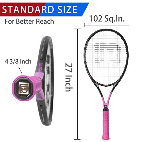 LUNNADE Adults Tennis Racket 2 Pack, Durable 27 Inch Coupled Tennis Racquet Light-Weight, Pre-Strung and Regrip, Suitable for Beginners to Intermediate Players