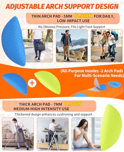Plantar Fasciitis Insoles for Men & Women,High Arch Support Insoles for Pain Relief, 220+lbs Removable Insoles for Flat Feet,Birthday Gifts for Men Women Dad Mom,Stocking Stuffers Christmas Gifts（L