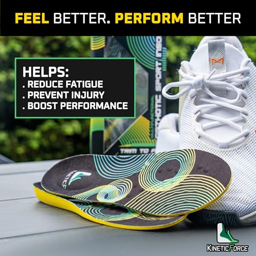 KineticForce Sport Arch Support Inserts for Men and Women - Trimmable Running Insoles - Gel Insoles for Men and Women for Foot Pain (Men's 8-13)