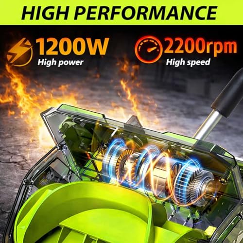 2026 Upgrade Electric Snow Blower Shovel, 20V Cordless Electric Snow Shovel - 16ft Throwing Distance, 12" Width, 45°Adjustable Directional Plate, Snow Thrower Kit for Driveway, Deck, Patio (2Battery)