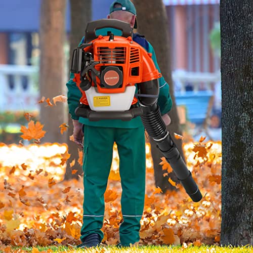 Backpack Gas Powered Leaf Blower, 52CC 550CFM 3HP 2 Stroke Grass Lawn Blower Air Cooling Gasoline Backpack Grass Blower with Air-Cooled, Snow Blower for Outdoor (550CFM 52CC)