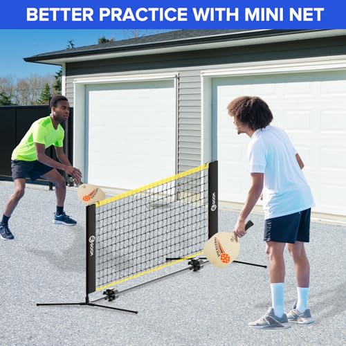 GOOX 6FT Small Mini Pickleball Net Set (with Paddles) - Quick Setup Indoor/Outdoor Portable Practice Net - Lightweight Dink Training Aid for Backyard, Driveway